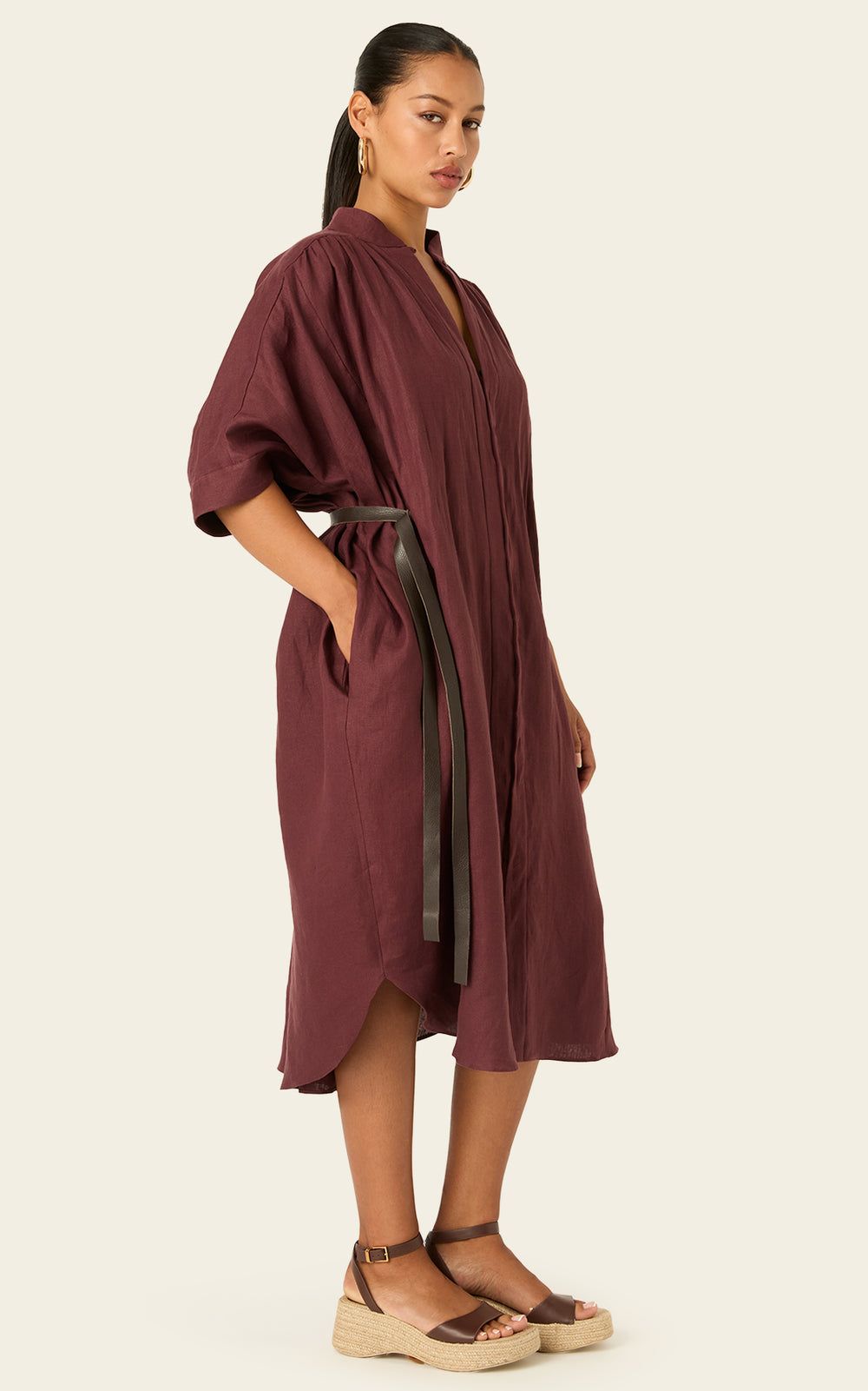 The Multiwear Shirt Dress - Port Cacao Linen Petite