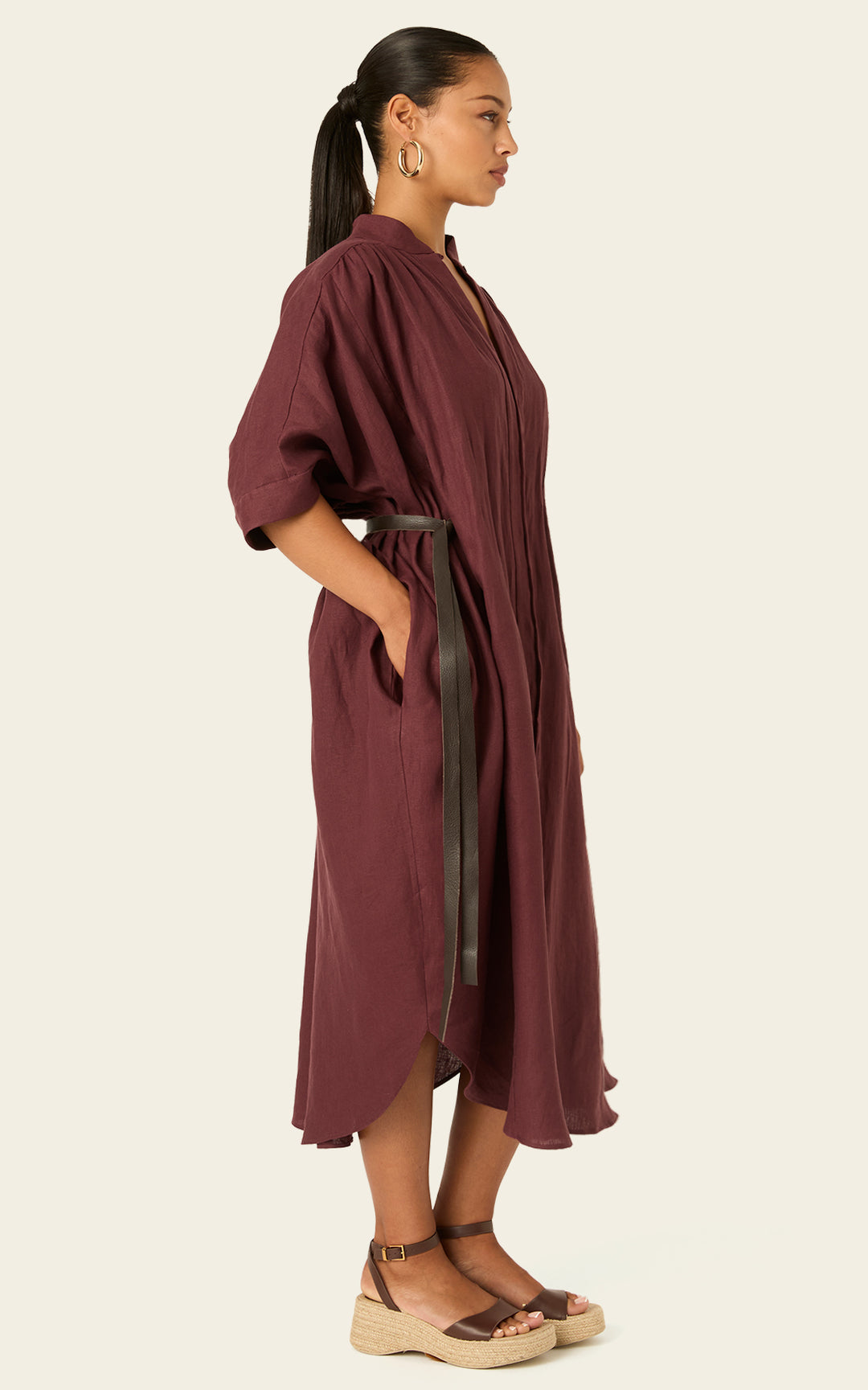 The Multiwear Shirt Dress - Cacao Noir Linen, Grande