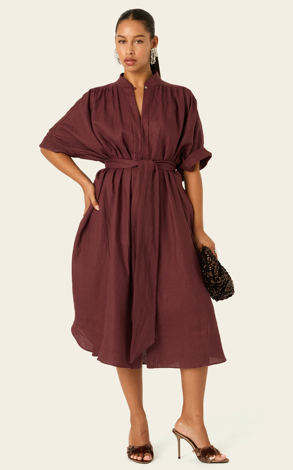 The Multiwear Shirt Dress - Port Cacao Linen Midi
