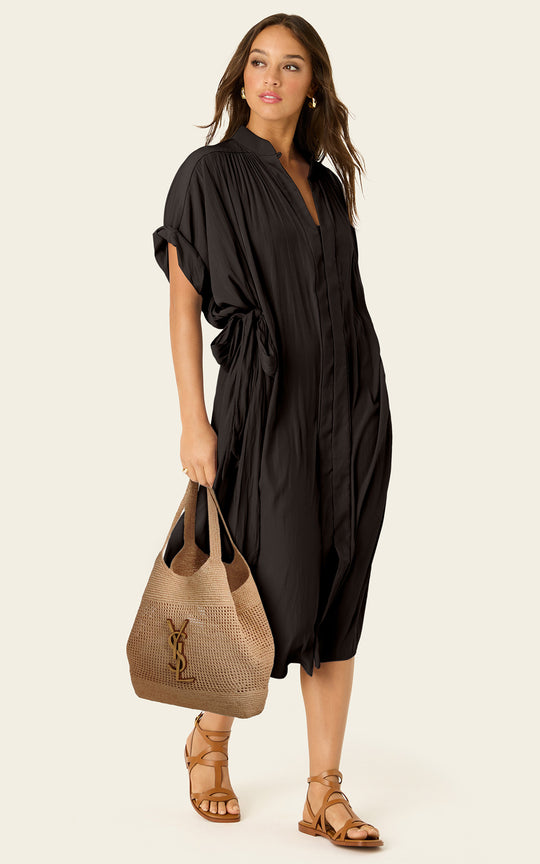 The Multiwear Shirt Dress - Black, Midi