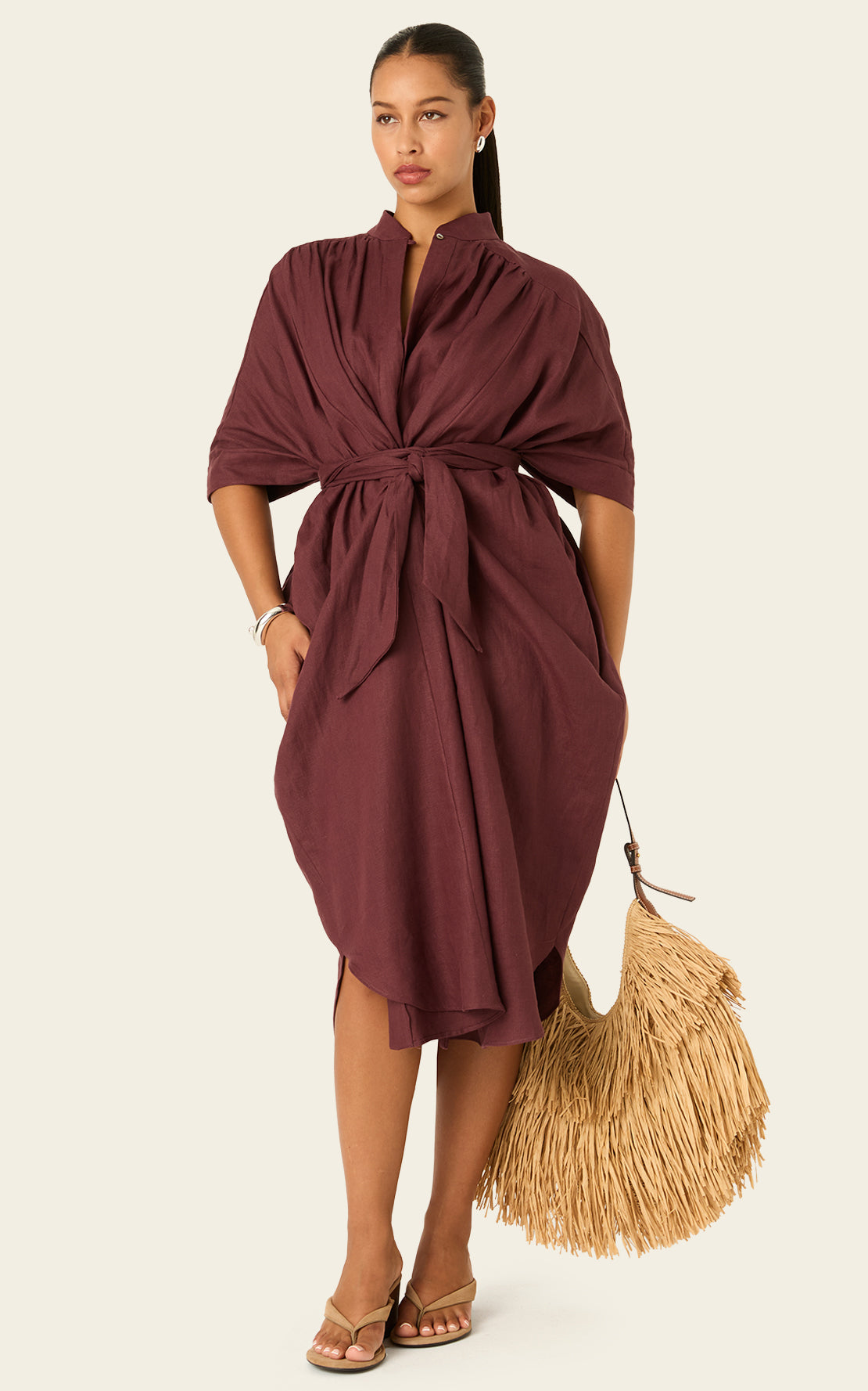 The Multiwear Shirt Dress Port Cacao Linen Petite