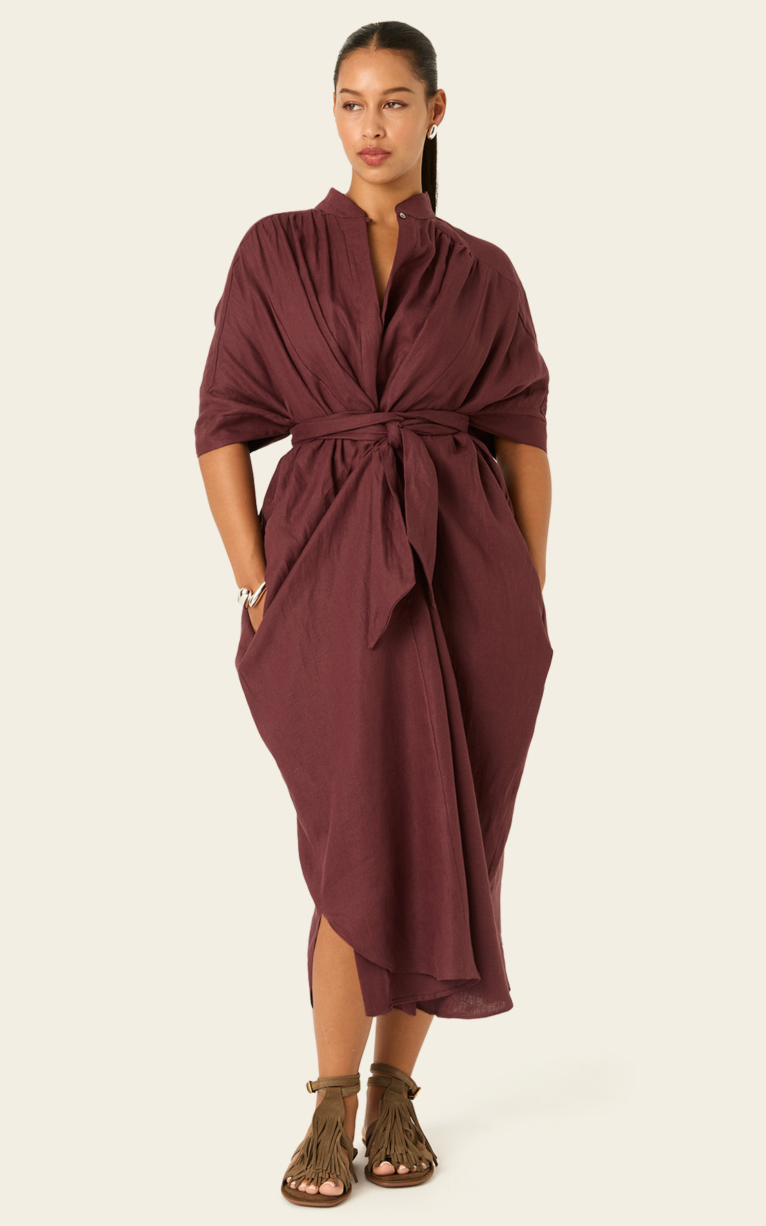 The Multiwear Shirt Dress Port Cacao Linen Grande