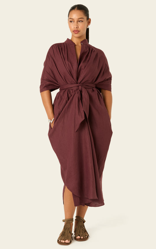 The Multiwear Shirt Dress Port Cacao Linen Grande