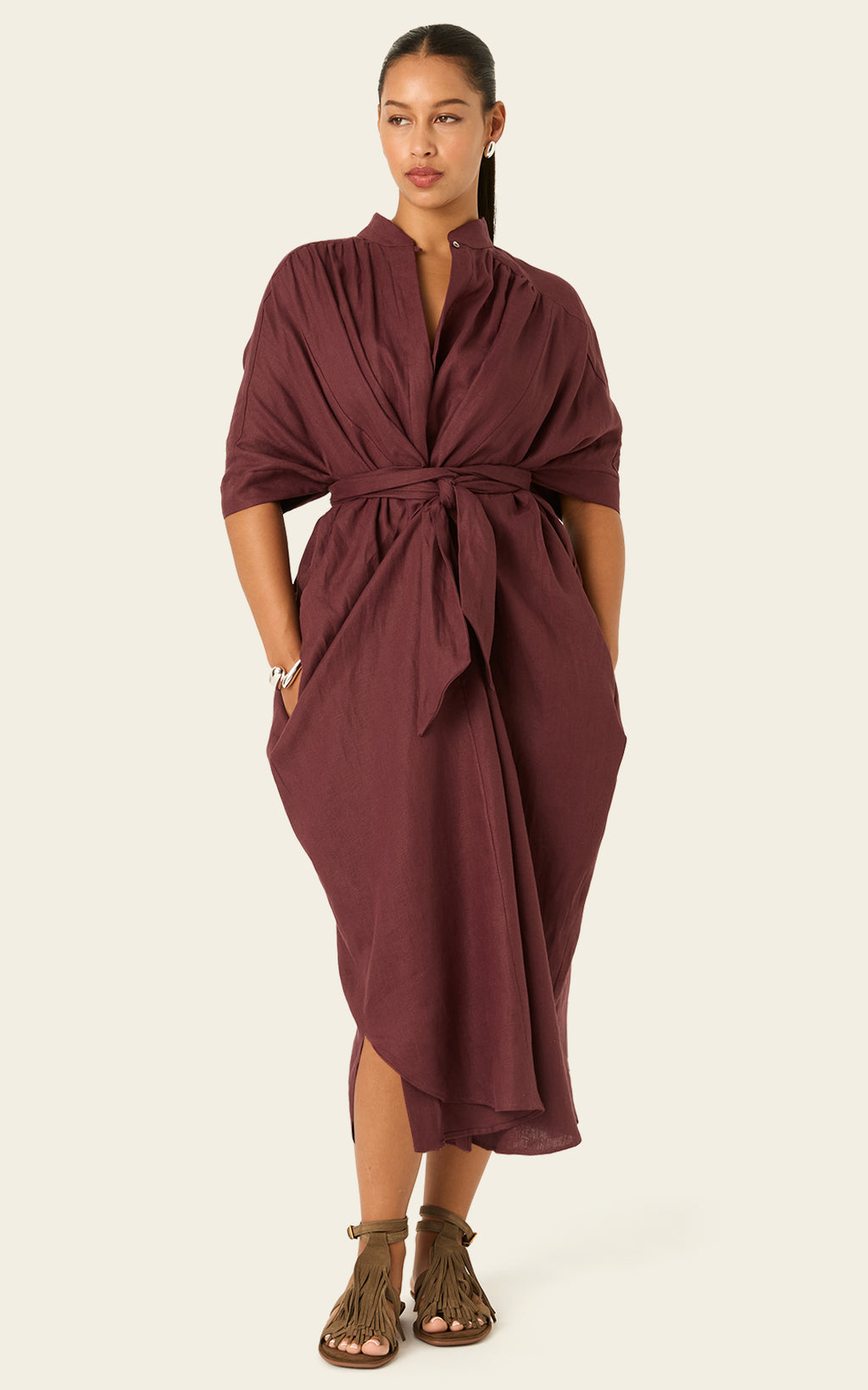The Multiwear Shirt Dress Port Cacao Linen Grande