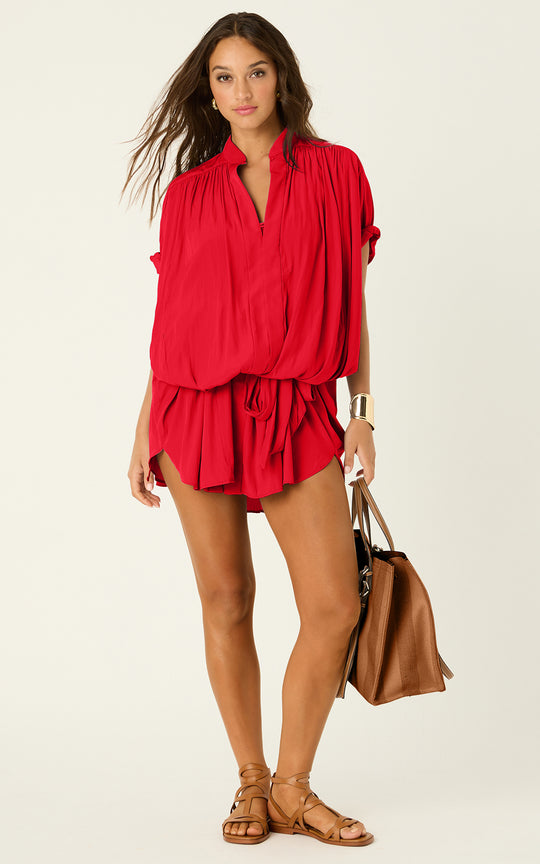 The Multiwear Shirt Dress - Rouge Délice, Petite