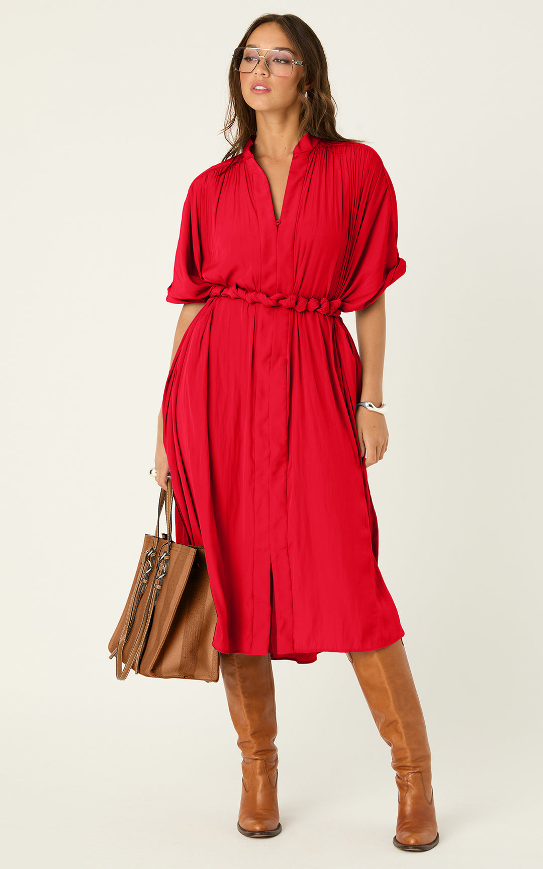 The Multiwear Shirt Dress - Rouge Délice, Midi