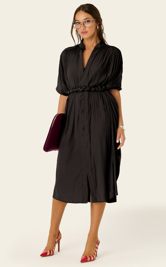 The Multiwear Shirt Dress - Black, Midi
