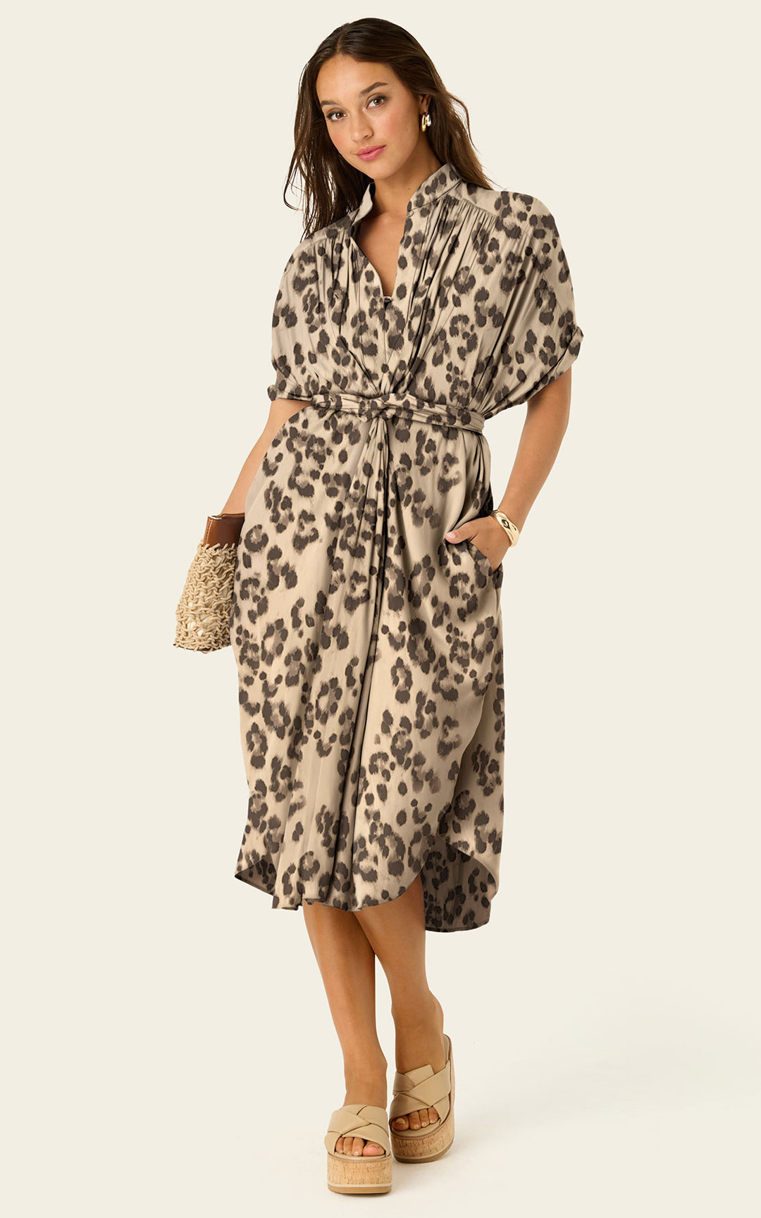 The Multiwear Shirt Dress - Snow Leopard, Midi