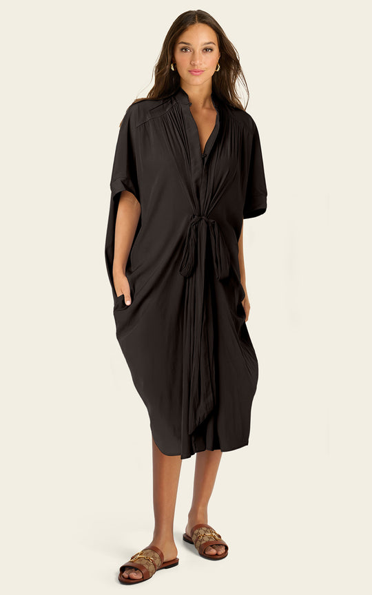 The Multiwear Shirt Dress - Black, Midi