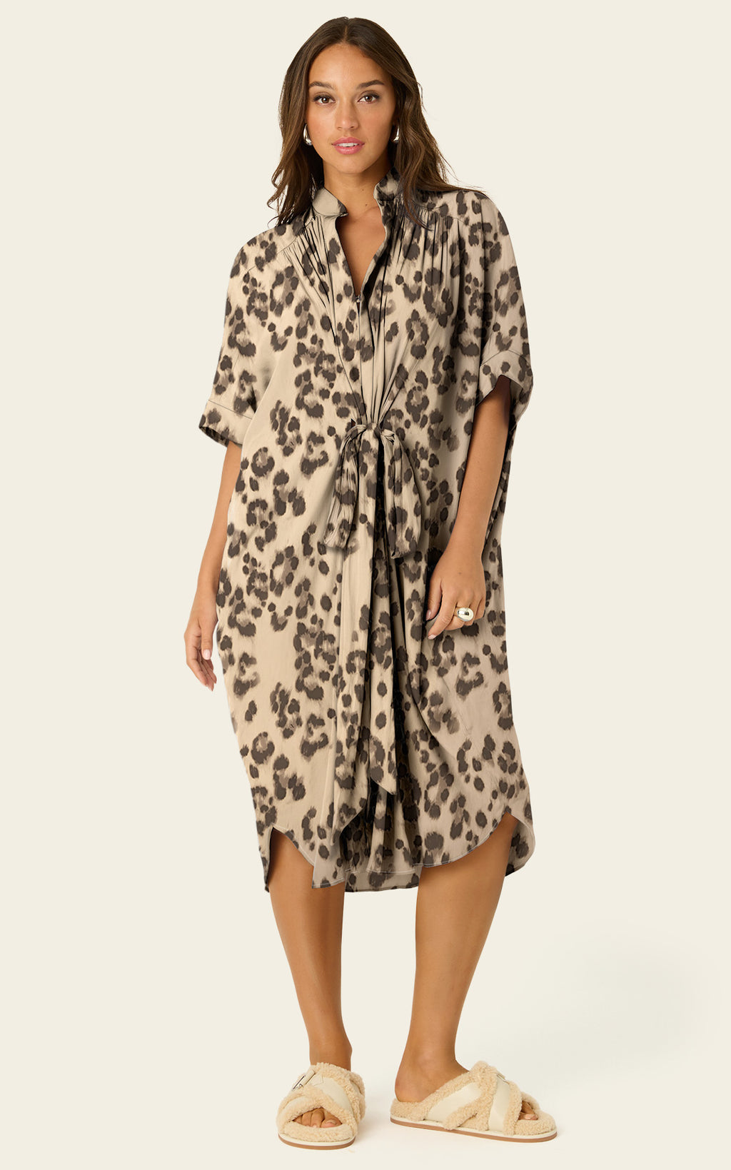 The Multiwear Shirt Dress - Snow Leopard, Petite