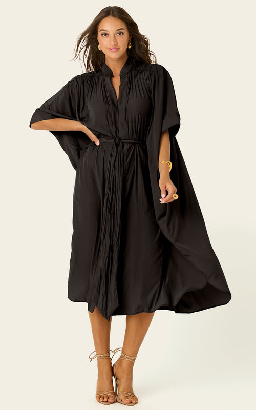 The Multiwear Shirt Dress - Black, Midi