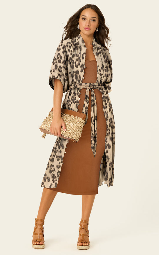 The Multiwear Shirt Dress - Snow Leopard, Petite