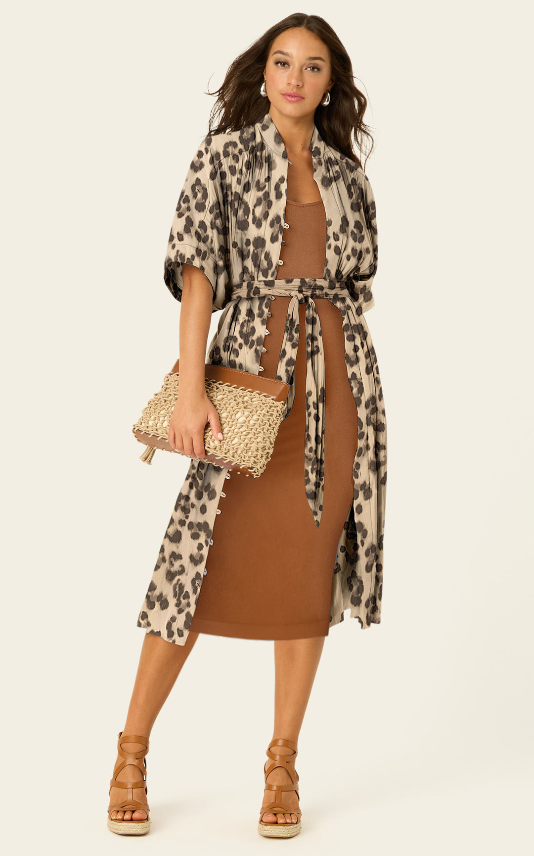 The Multiwear Shirt Dress - Snow Leopard, Midi