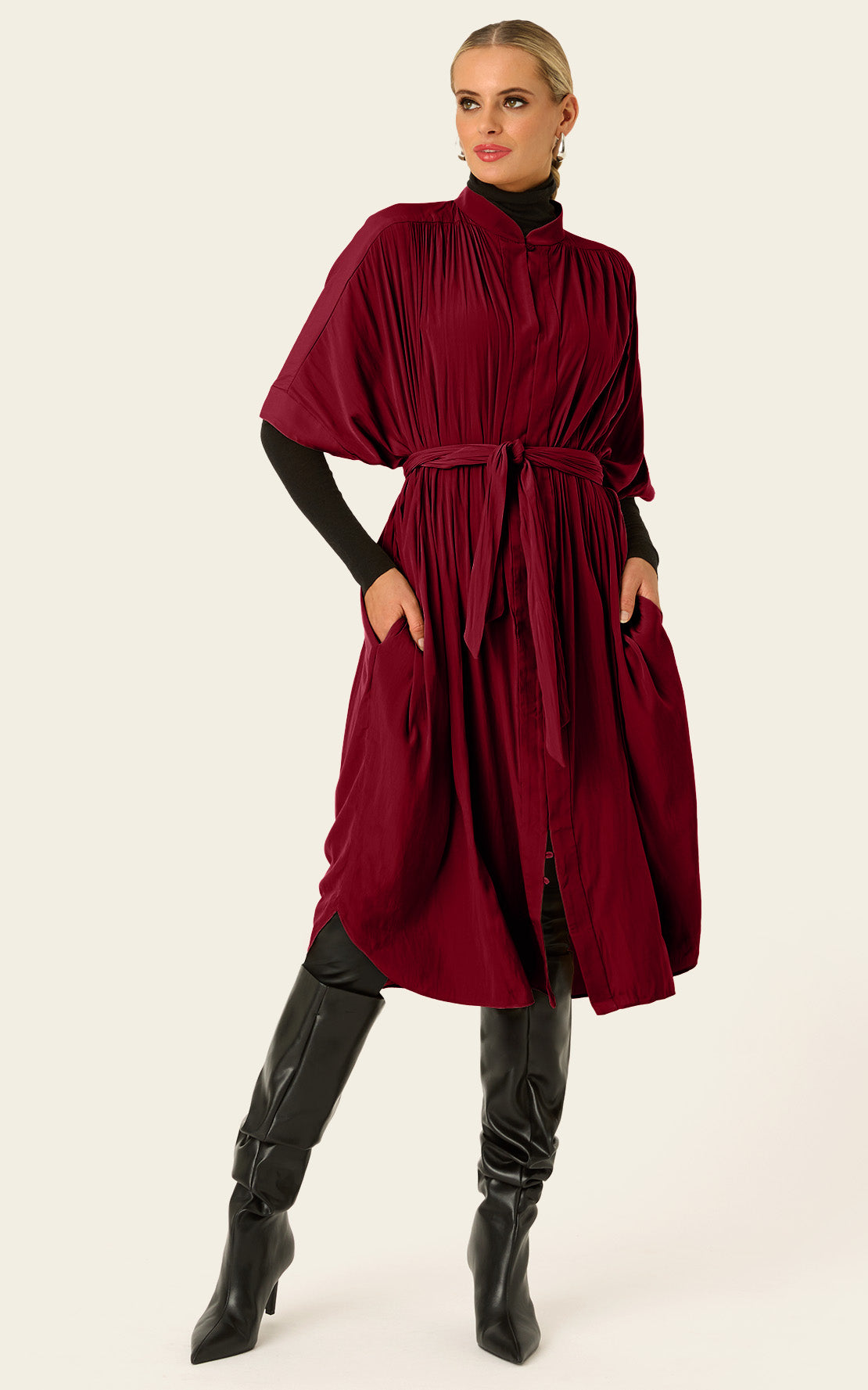 The Multiwear Shirt Dress - Blackberry, Petite