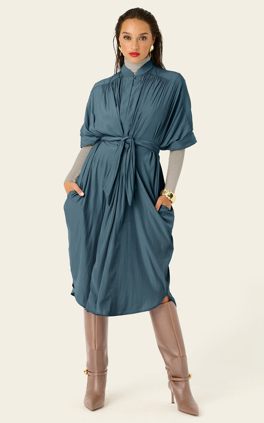 The Multiwear Shirt Dress - Deep Seafoam, Petite