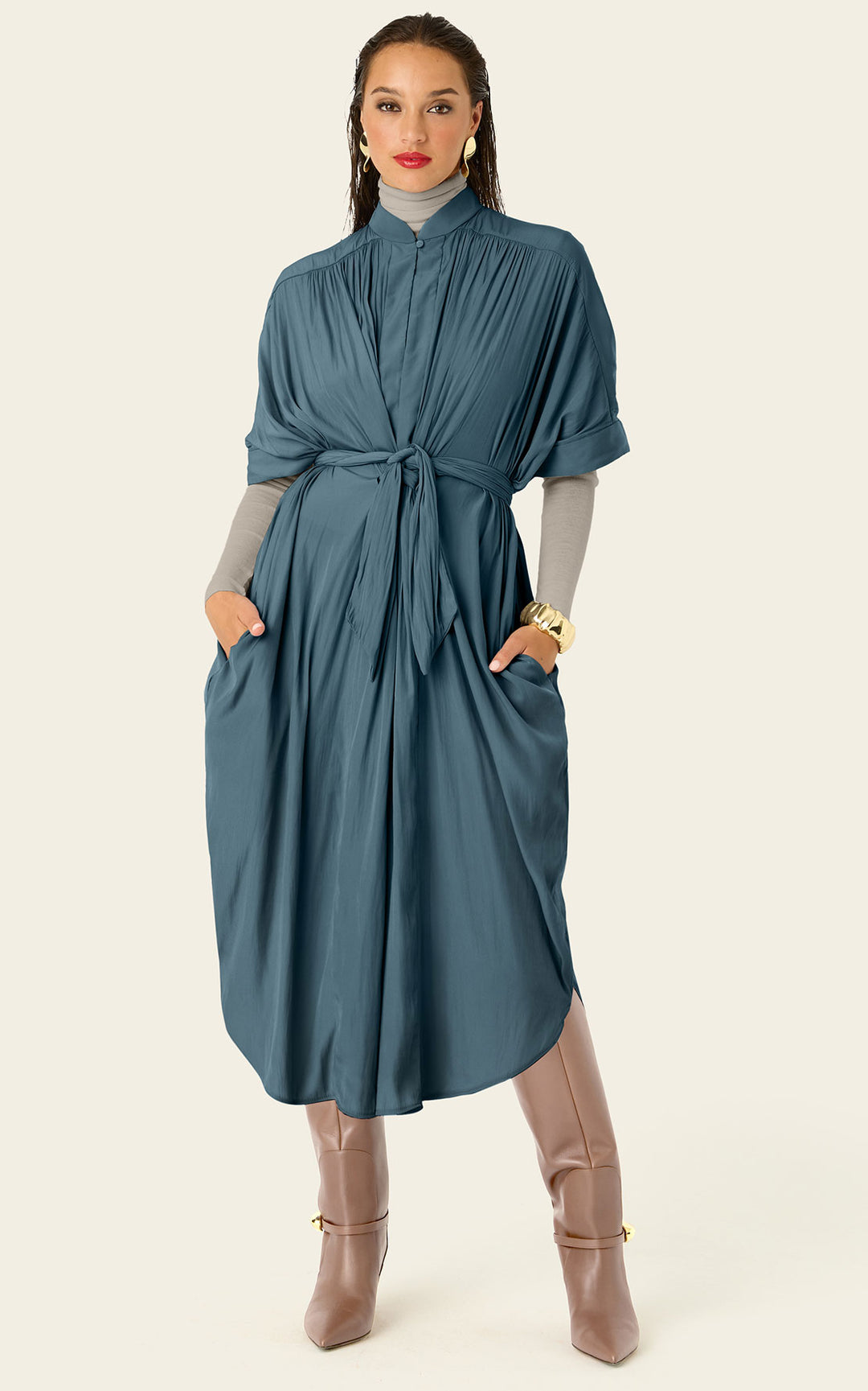 The Multiwear Shirt Dress - Deep Seafoam, Grande