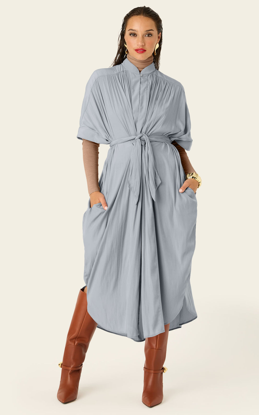 The Multiwear Shirt Dress - Moondust Grey, Grande – Ever by X