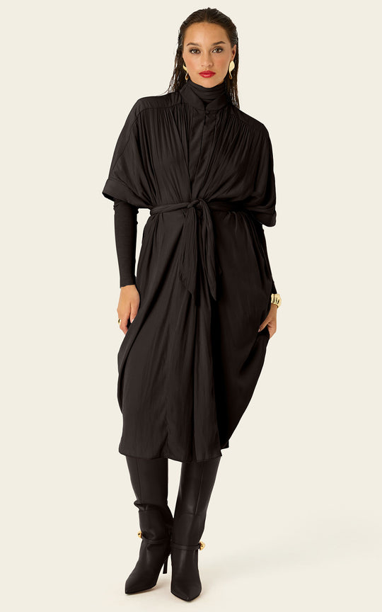 The Multiwear Shirt Dress - Black,  Petite