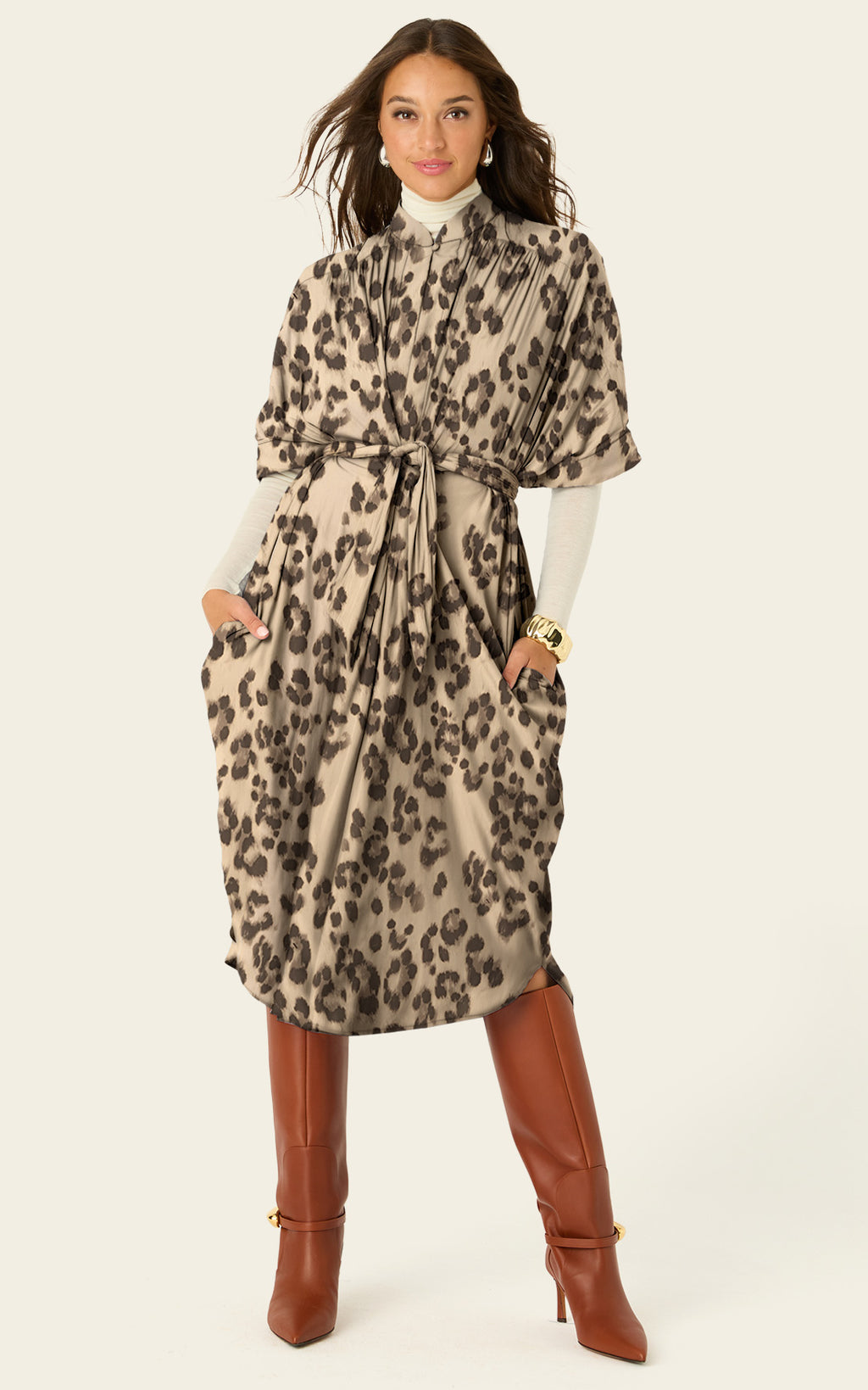 The Multiwear Shirt Dress - Snow Leopard, Petite