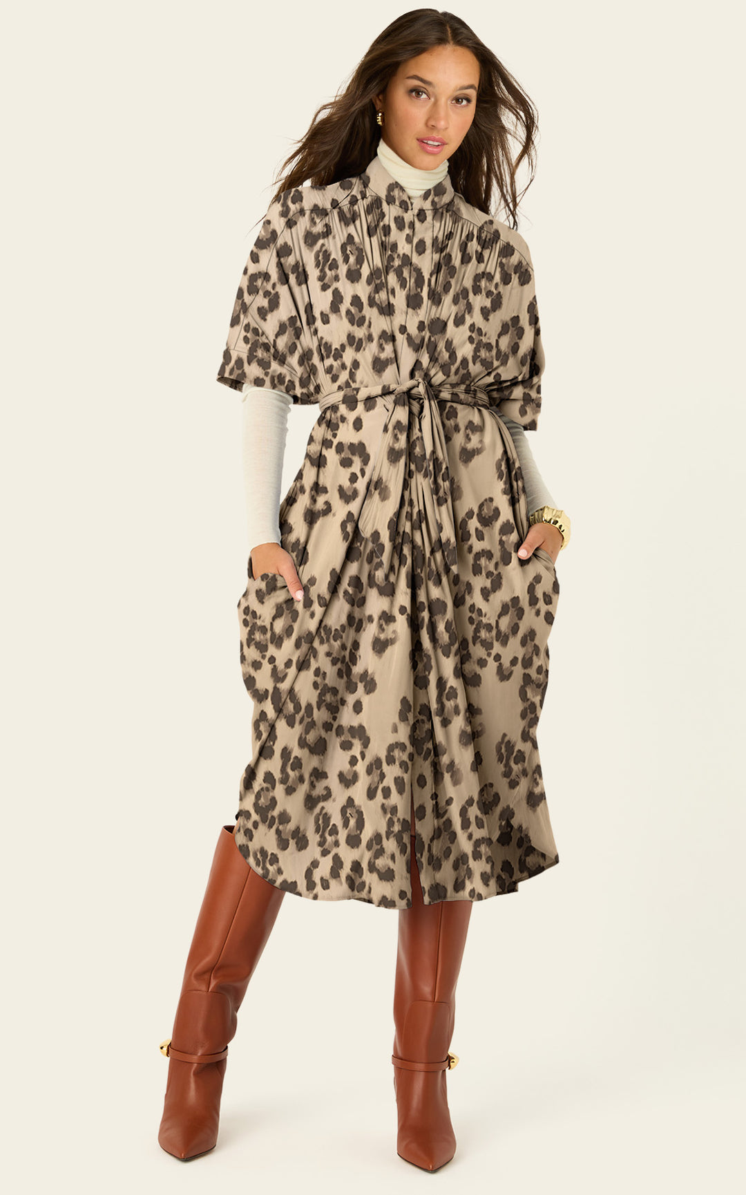 The Multiwear Shirt Dress - Snow Leopard, Midi