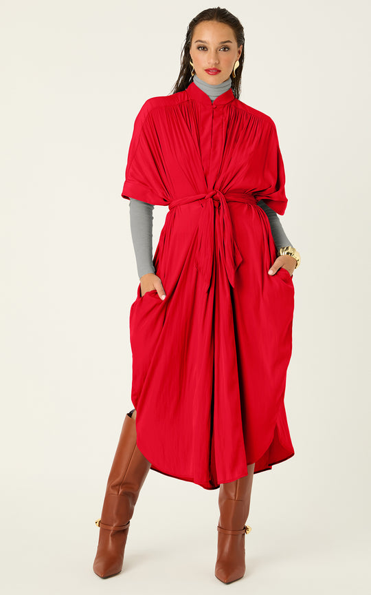 The Multiwear Shirt Dress - Rouge Délice, Grande