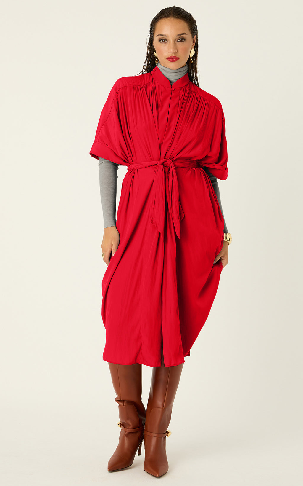 The Multiwear Shirt Dress - Rouge Délice, Petite