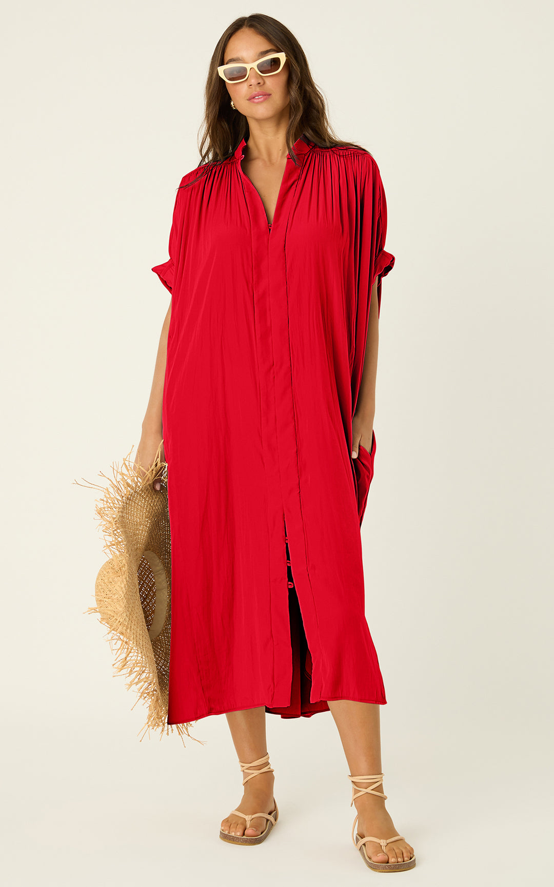 The Multiwear Shirt Dress - Rouge Délice, Grande