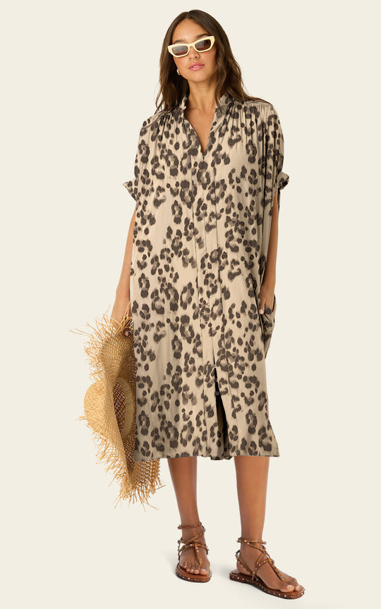 The Multiwear Shirt Dress - Snow Leopard, Petite
