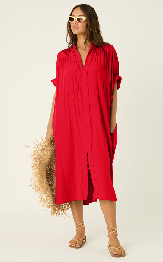 The Multiwear Shirt Dress - Rouge Délice, Midi