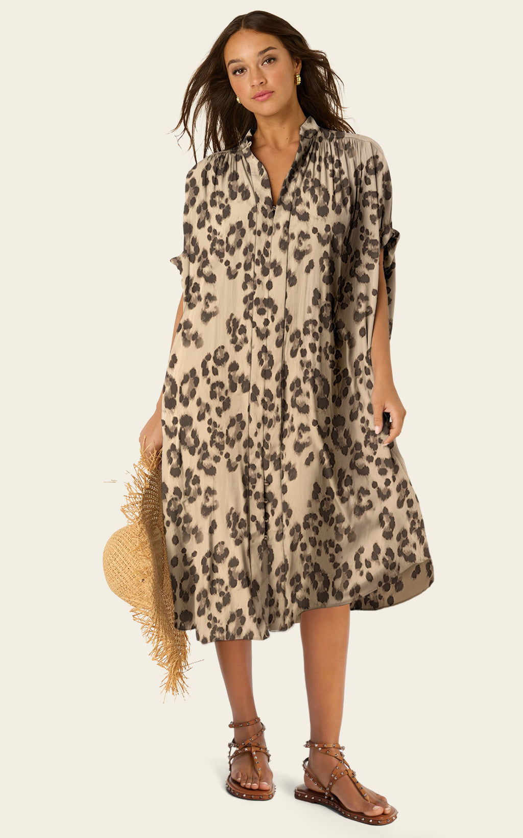 The Multiwear Shirt Dress - Snow Leopard, Midi