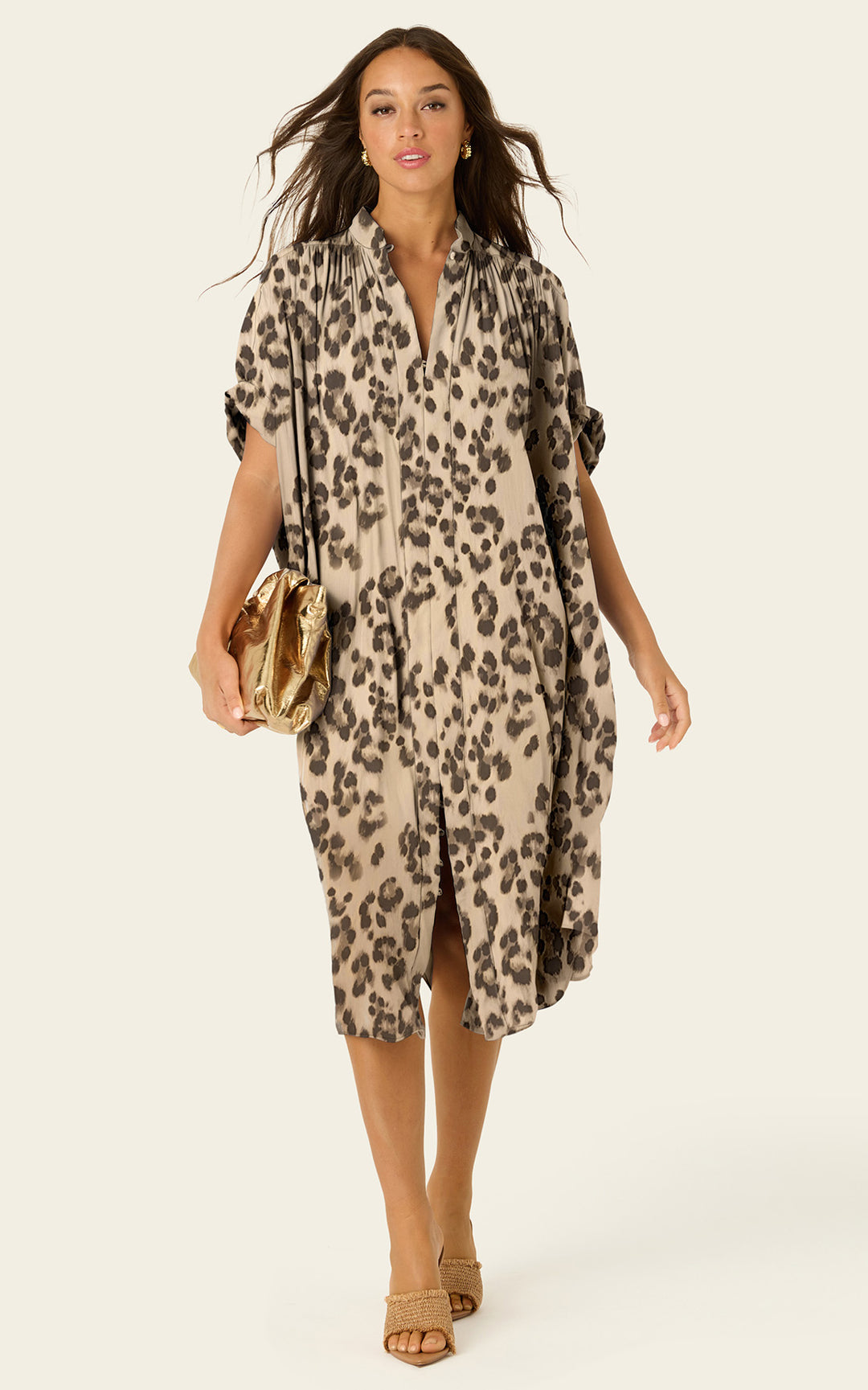 The Multiwear Shirt Dress - Snow Leopard, Petite