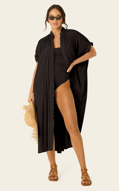 The Multiwear Shirt Dress - Black, Midi