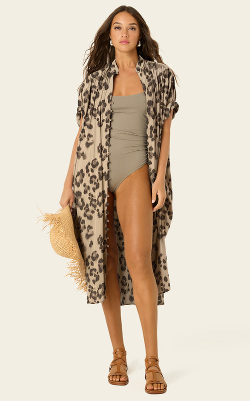 The Multiwear Shirt Dress - Snow Leopard, Midi