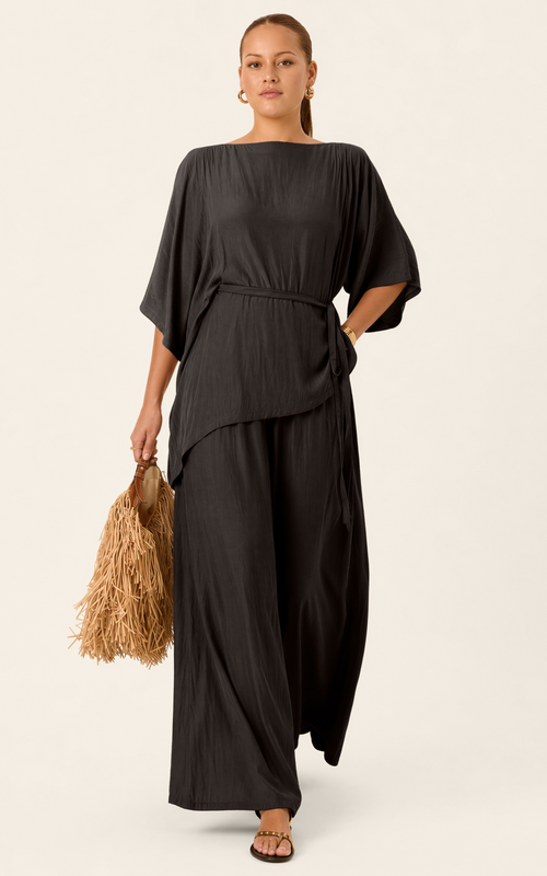 The Luxe Arc Blouse - Black