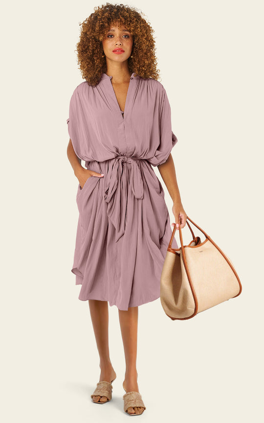 The Multiwear Shirt Dress - Mauve Maxime #9, Midi