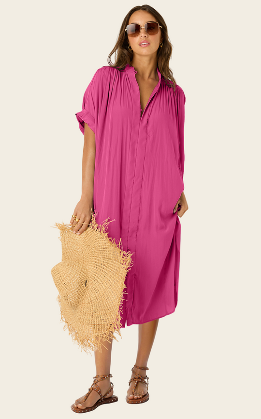 The Multiwear Shirt Dress - Peony Parfait, Midi