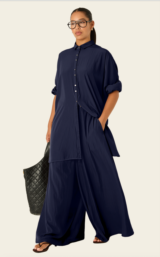 The Luxe Palazzo Pant - Night Sea