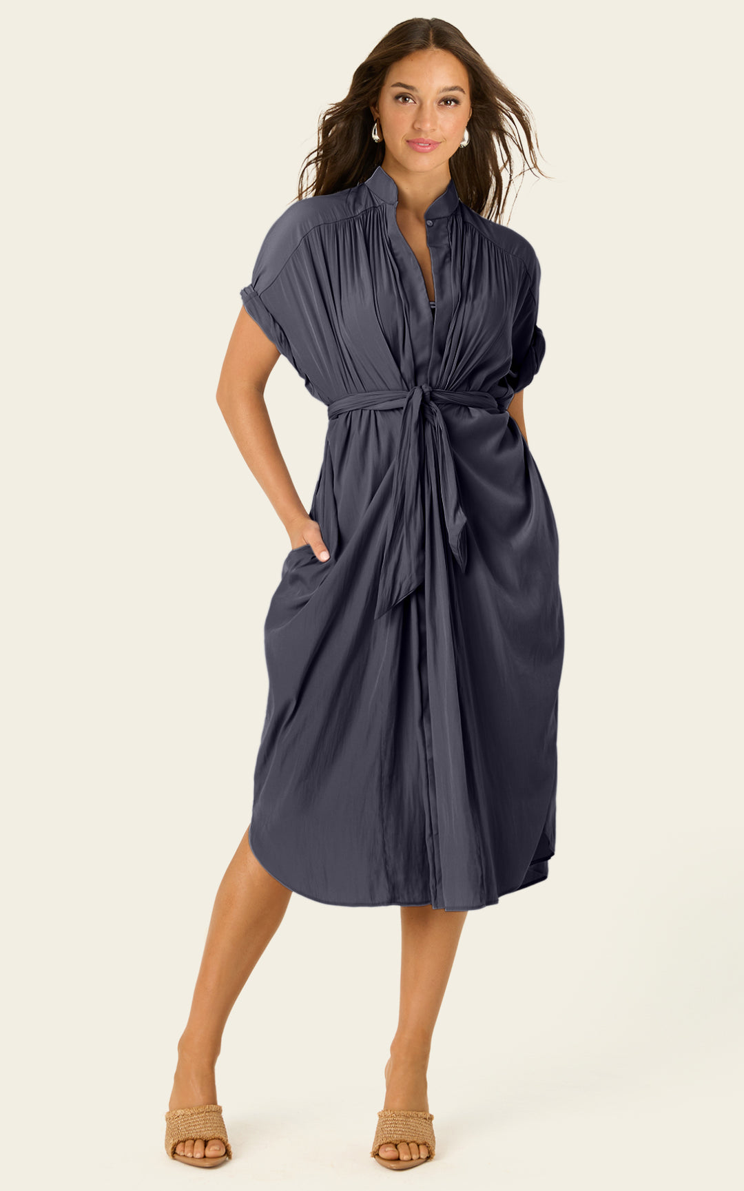 The Multiwear Shirt Dress - Skyfall Grey, Midi
