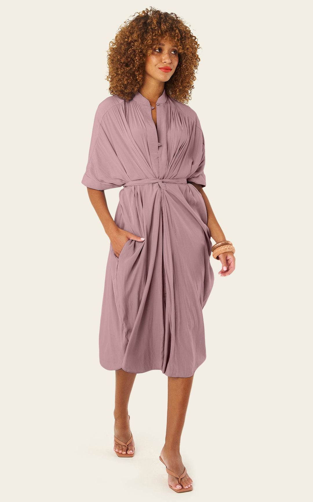 The Multiwear Shirt Dress - Mauve Maxime #9, Midi
