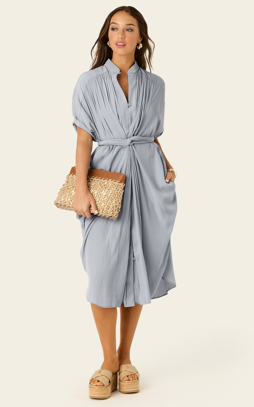 The Multiwear Shirt Dress - Moondust Grey, Midi