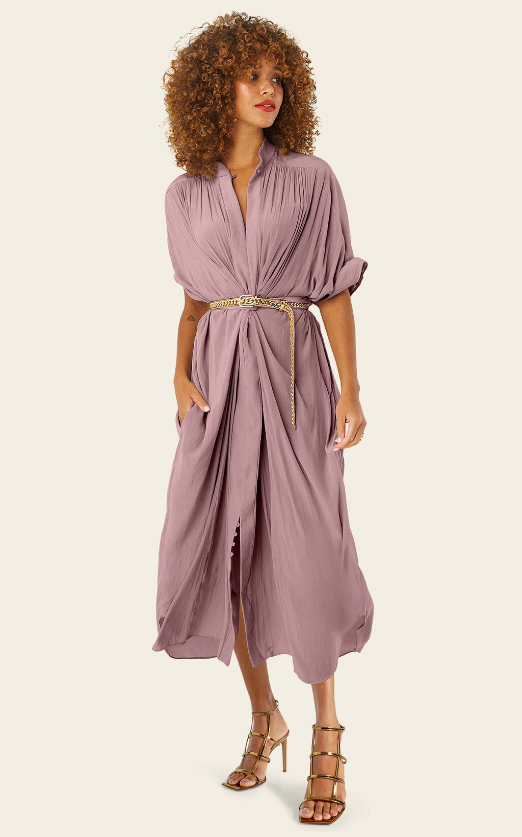 The Multiwear Shirt Dress - Mauve Maxime #9, Grande