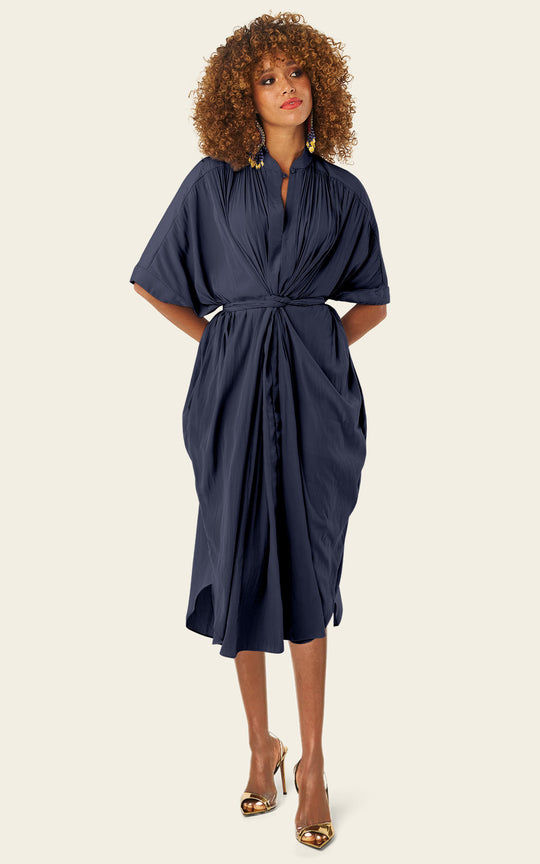 The Multiwear Shirt Dress - Night Sea, Midi
