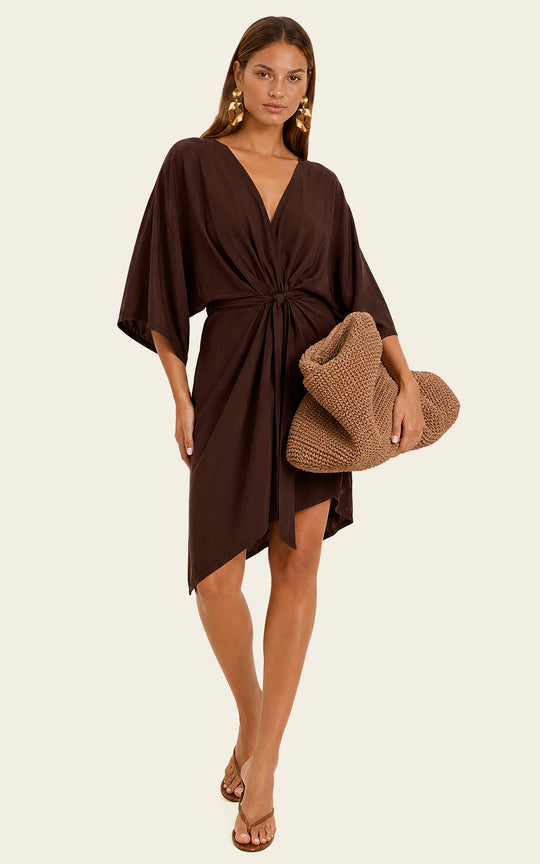The Luxe Luna Mini Kaftan - Cacao Noir