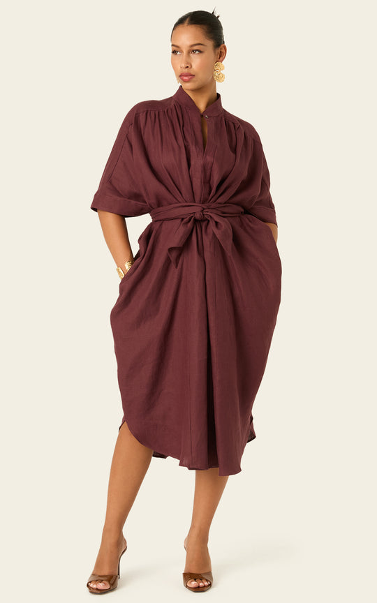 The Multiwear Shirt Dress Port Cacao Linen Petite