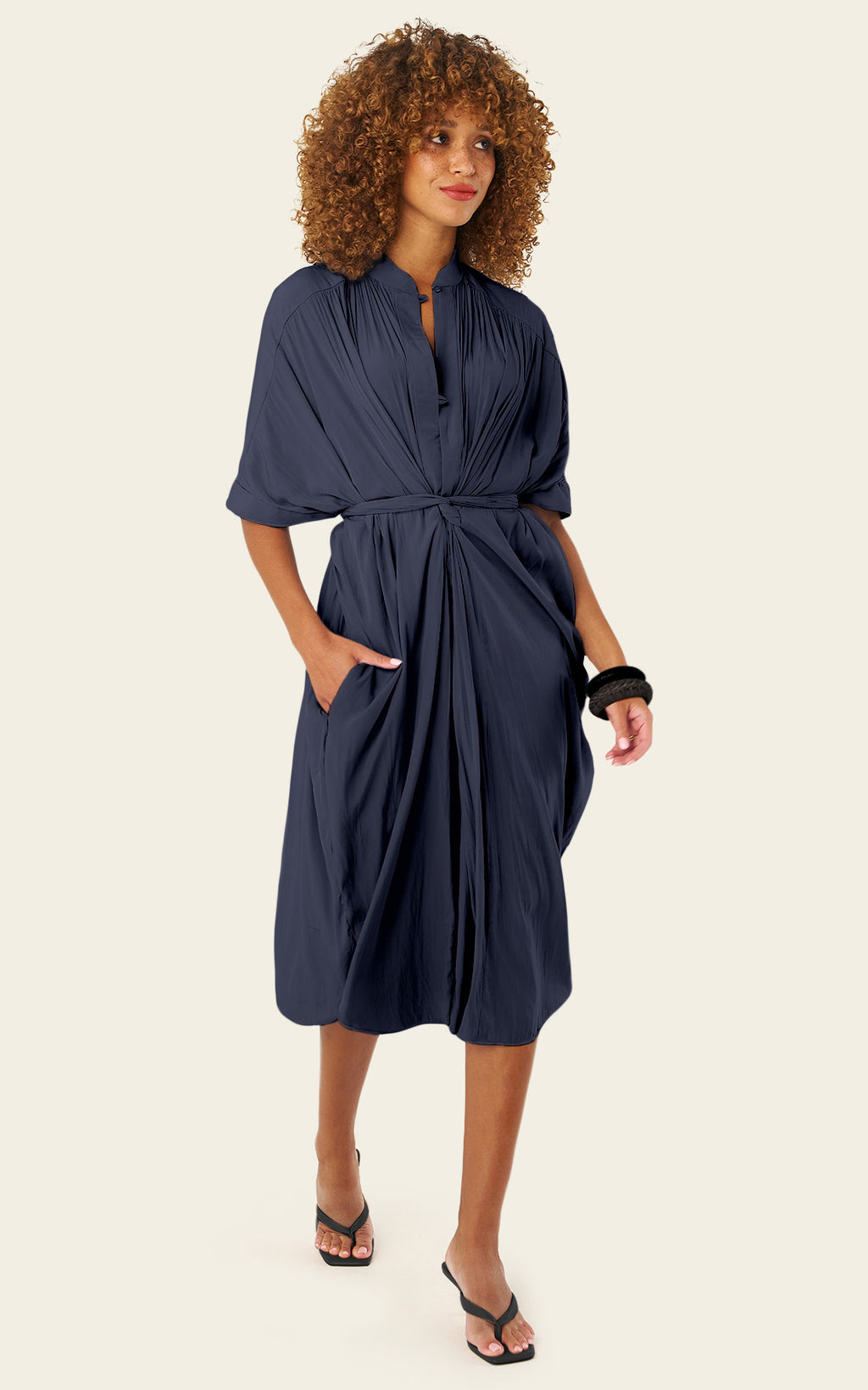 The Multiwear Shirt Dress - Night Sea, Midi
