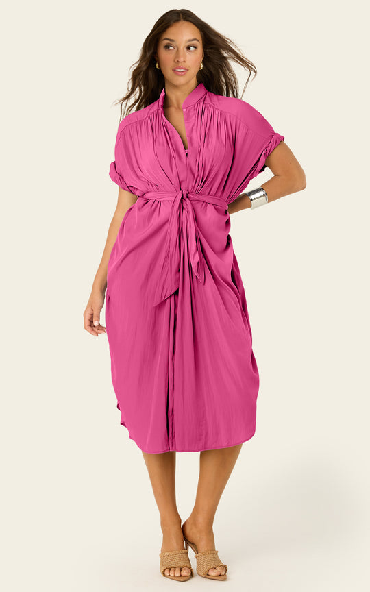 The Multiwear Shirt Dress - Peony Parfait, Petite