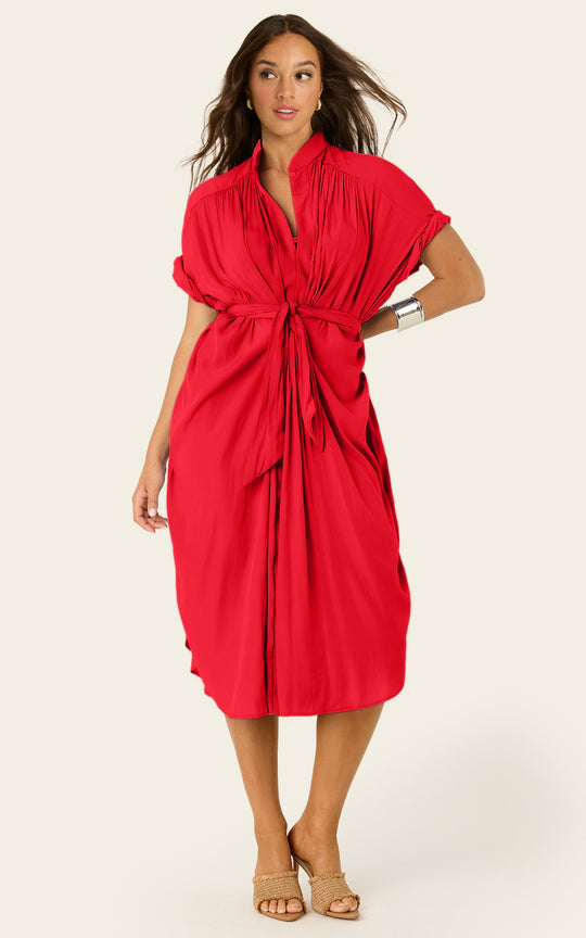 The Multiwear Shirt Dress - Rouge Délice, Petite