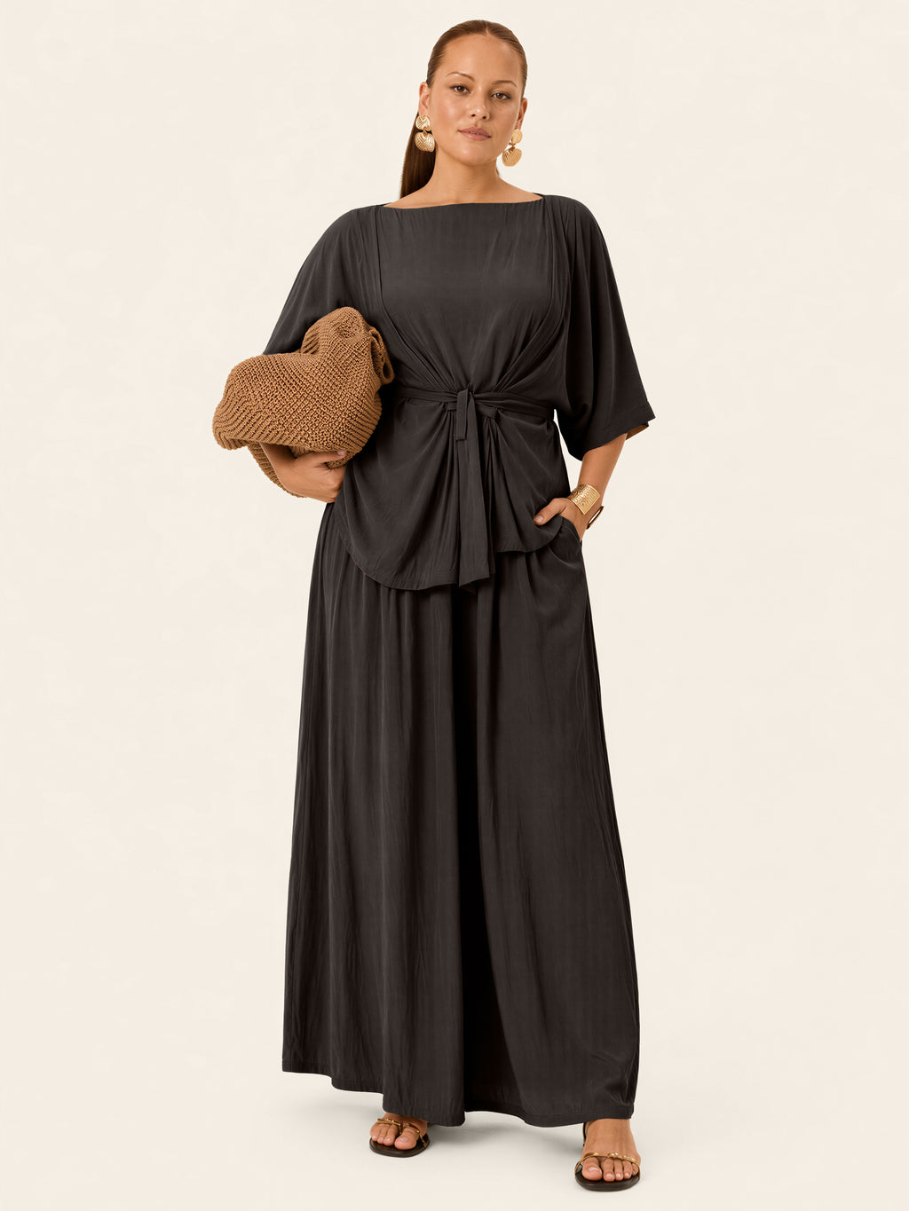 The Luxe Arc Blouse - Black