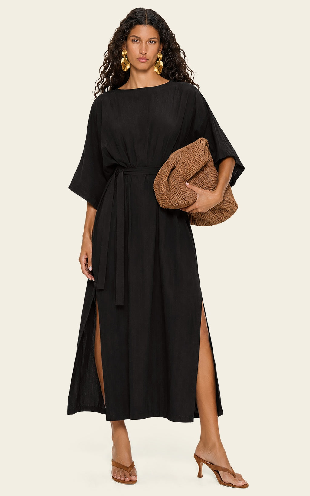 The Luxe Luna Maxi Kaftan - Black