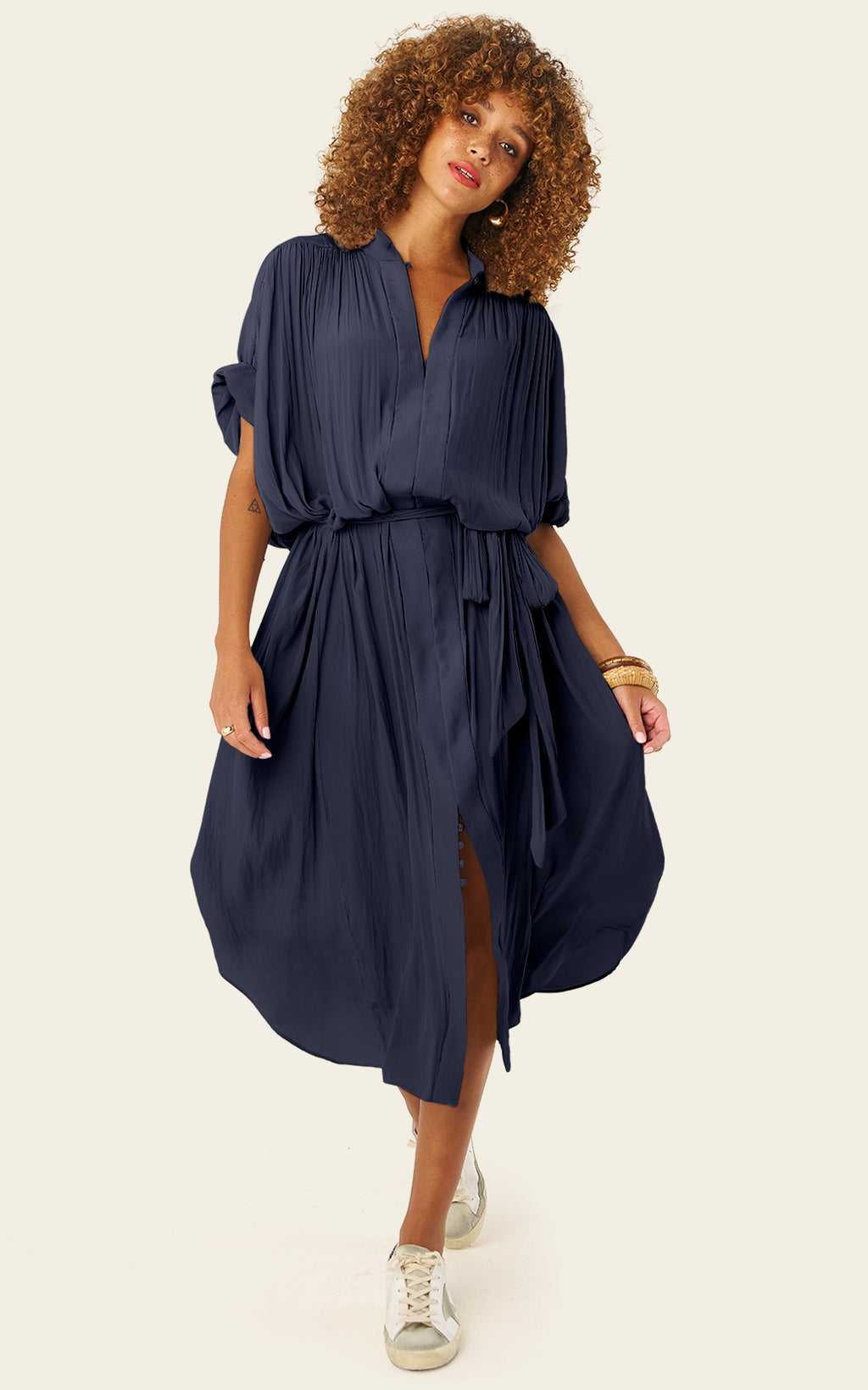 The Multiwear Shirt Dress - Night Sea, Midi